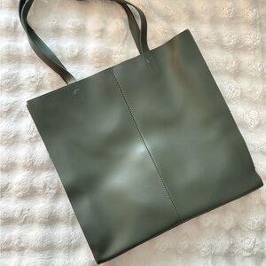 Leather Olive Green Tote Bag